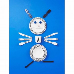 Design Letters: Σετ φαγητού Tritan ''Eat and Learn'' Giftbox White - Green