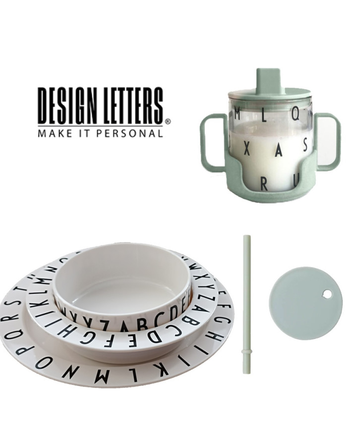 Design Letters:  Tritan Eat and Learn Giftbox White - Green