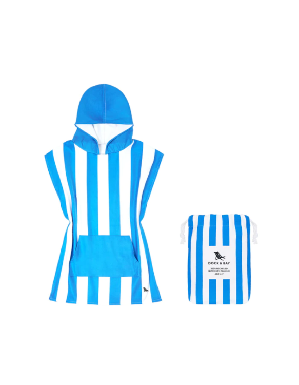 Dock & Bay Quickdry Bondi Kids Beach Poncho Blue 56 x 42cm