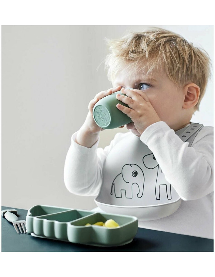 Done By Deer Silicone Bib Deer Friends Grey