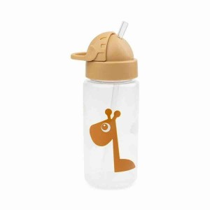 Done by Deer Kids Plastic Water Bottle with Straw Raffi Mustard Beige 350ml