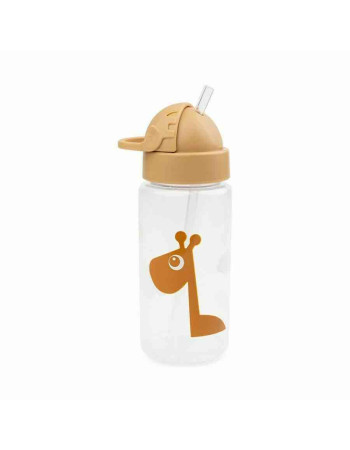 Done by Deer Kids Plastic Water Bottle with Straw Raffi Mustard Beige 350ml