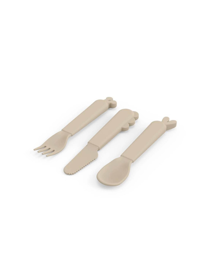 Done by Deer Baby Cutlery Set made of Silicone 3pcs Sand
