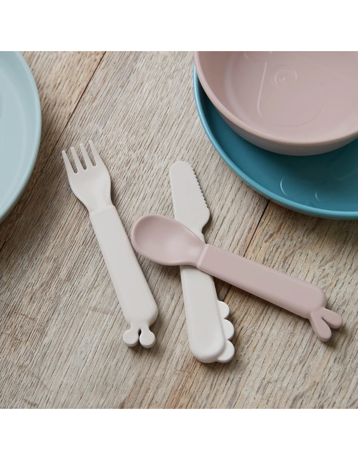 Done by Deer Baby Cutlery Set made of Silicone 3pcs Sand