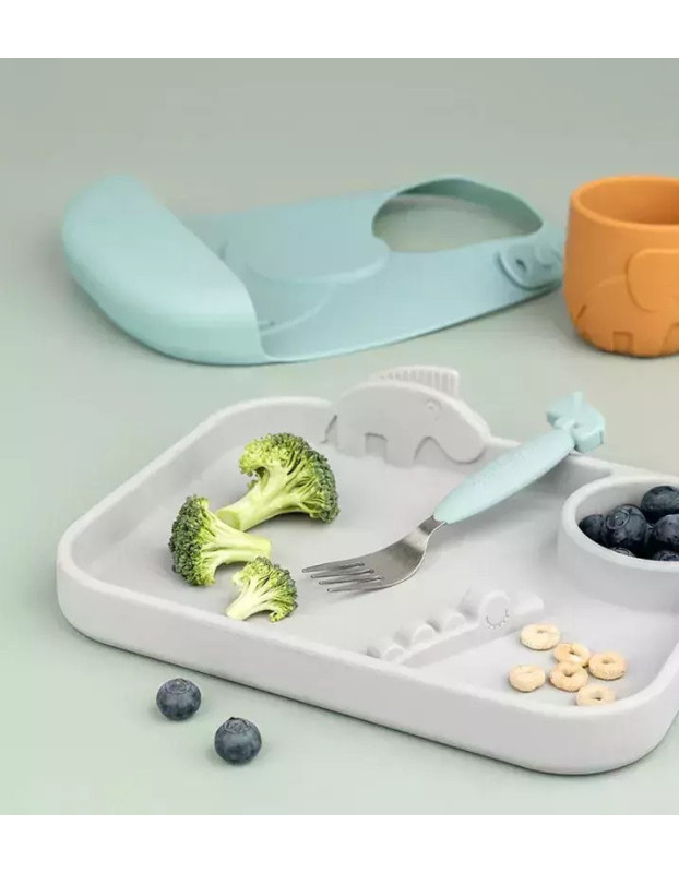 Done by Deer Baby Cutlery Set Animals made of Metal 3pcs Blue