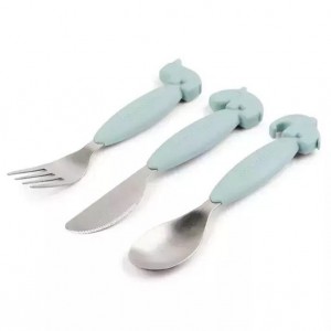 Done by Deer Baby Cutlery Set Animals made of Metal 3pcs Blue