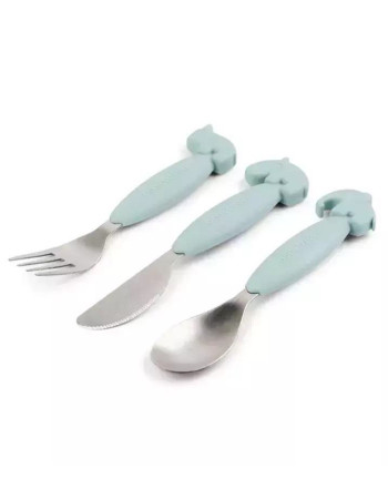 Done by Deer Baby Cutlery Set Animals made of Metal 3pcs Blue