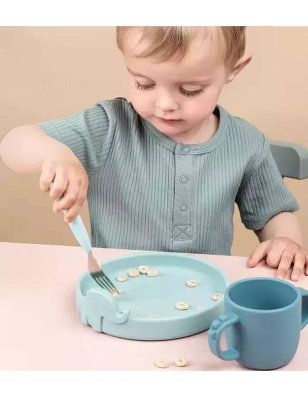 Done by Deer Baby Cutlery Set Animals made of Metal 3pcs Blue
