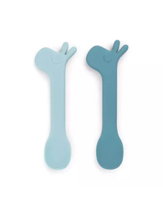 Done by Deer Baby Set with Spoons made of Silicone 2pcs Blue