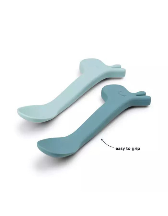 Done by Deer Baby Set with Spoons made of Silicone 2pcs Blue