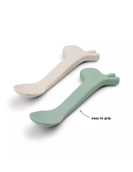 Done by Deer Baby Set with Spoons made of Silicone 2pcs Green