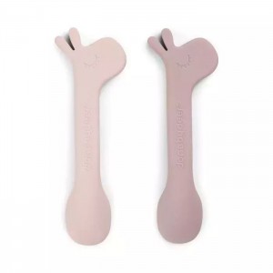 Done by Deer Baby Set with Spoons made of Silicone 2pcs Pink