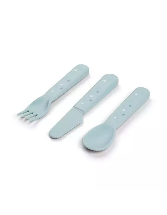 Done by Deer Baby Cutlery Set made of Plastic 3pcs Light Blue
