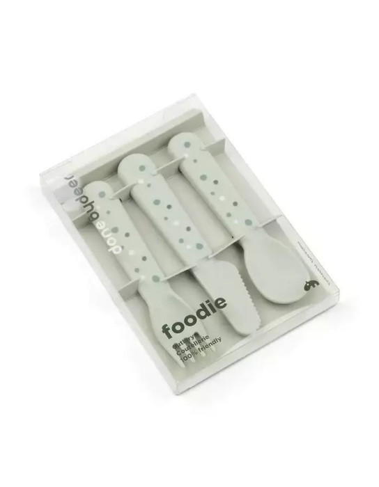 Done by Deer Baby Cutlery Set made of Plastic 3pcs Green