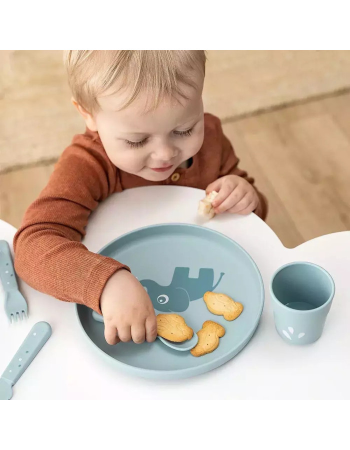 Done by Deer Plastic Toddler Plate Happy Blue