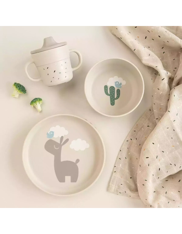 Done by Deer Plastic Kids Lunch Set Beige 18 x 18 x 3pcs