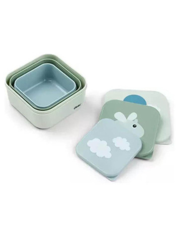 Done by Deer Happy Clouds Πλαστικό Παιδικό Σετ Φαγητού 0.24lt Πράσινο