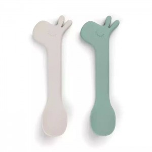 Done by Deer Baby Set with Spoons made of Silicone 2pcs Green