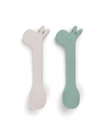 Done by Deer Baby Set with Spoons made of Silicone 2pcs Green