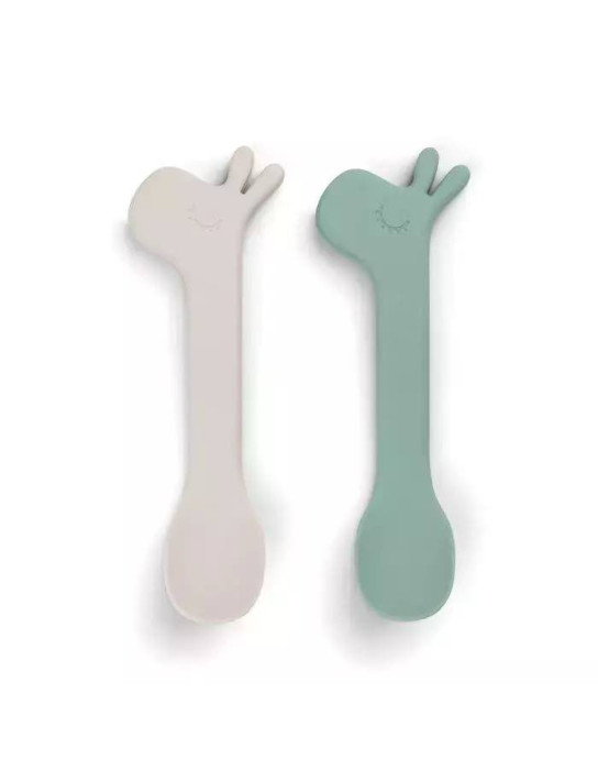 Done by Deer Baby Set with Spoons made of Silicone 2pcs Green