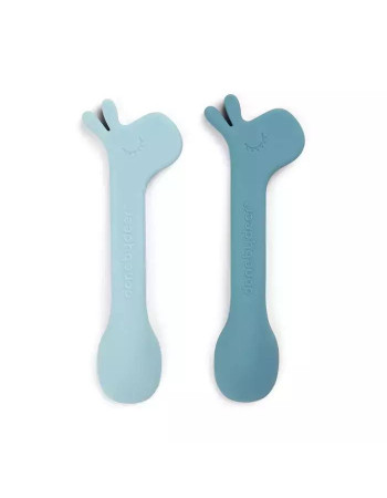 Done by Deer Baby Set with Spoons made of Silicone 2pcs Blue