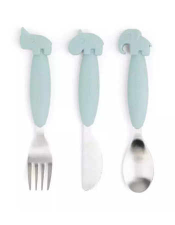 Done by Deer Baby Cutlery Set Animals made of Metal 3pcs Blue