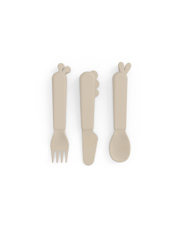 Done by Deer Baby Cutlery Set made of Silicone 3pcs Sand