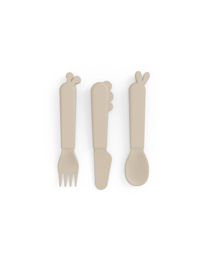 Done by Deer Baby Cutlery Set made of Silicone 3pcs Sand