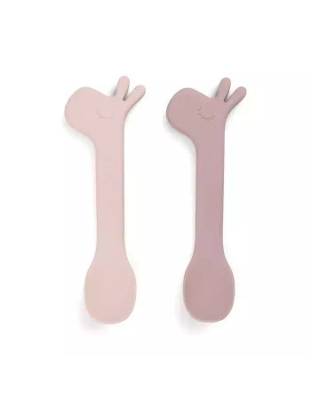 Done by Deer Baby Set with Spoons made of Silicone 2pcs Pink