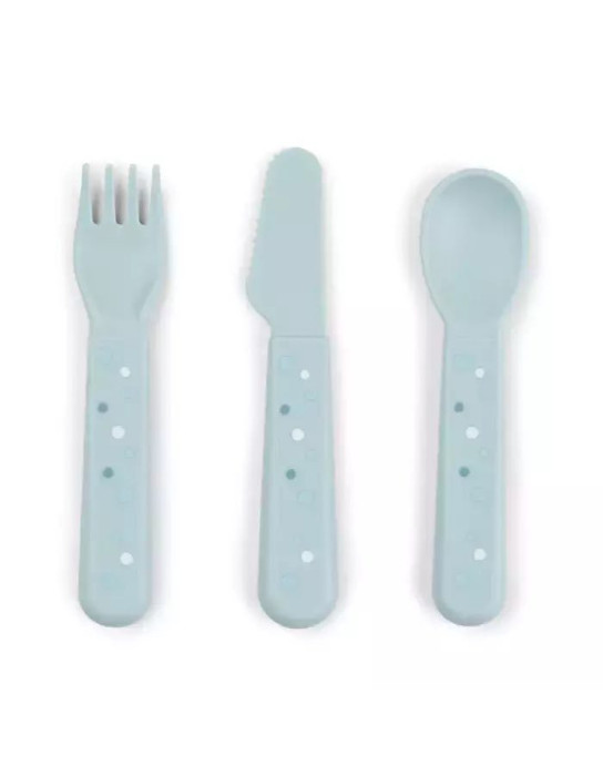 Done by Deer Baby Cutlery Set made of Plastic 3pcs Light Blue