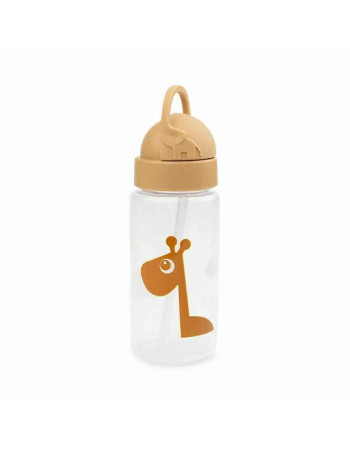 Done by Deer Kids Plastic Water Bottle with Straw Raffi Mustard Beige 350ml