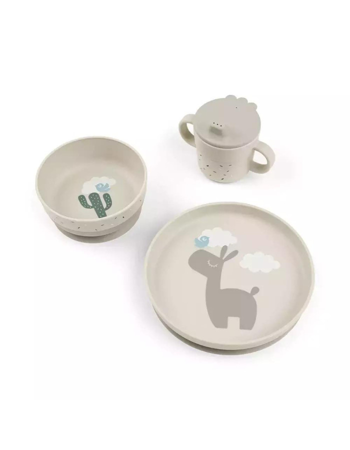 Done by Deer Plastic Kids Lunch Set Beige 18 x 18 x 3pcs