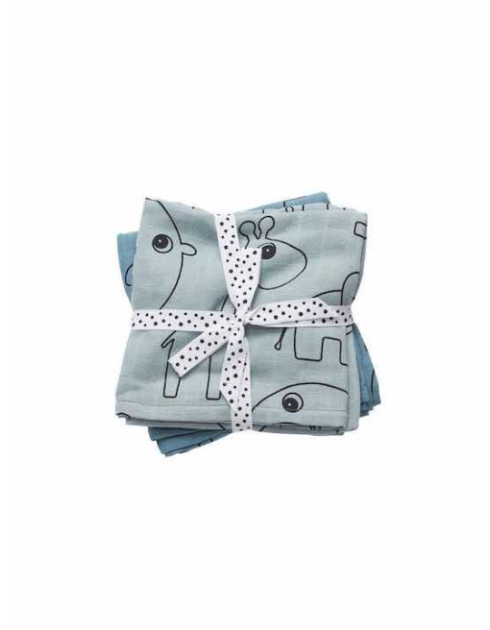 Done by Deer Muslin Swaddle Blanket Contour Blue 70x70cm 2pcs Done by Deer Muslin Swaddle Blanket Contour Blue 70x70cm 2pcs