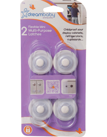 Dreambaby Small Προστατευτικά για Ντουλάπια & Συρτάρια με Αυτοκόλλητο από Πλαστικό σε Λευκό Χρώμα 2τμχ