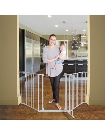 Dreambaby Newport Foldable Safety Gates with Screws, βιδωτό, βιδωτο made of Metal in White Color 200x74cm 3pcs