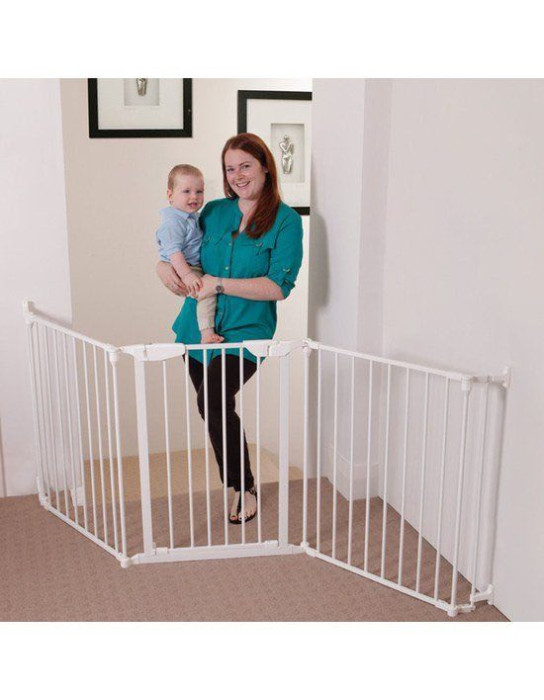 Dreambaby Newport Foldable Safety Gates with Screws, βιδωτό, βιδωτο made of Metal in White Color 200x74cm 3pcs