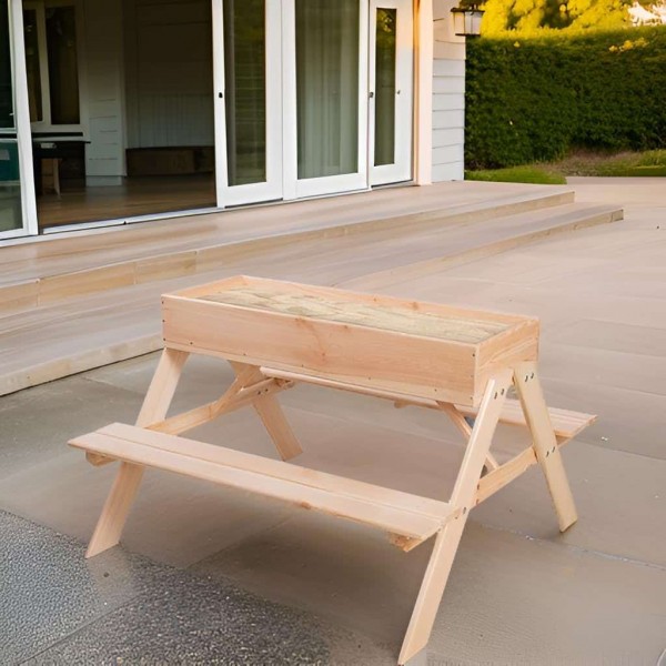 Esschert Design: ​Παιδικό Ξύλινο Τραπεζάλι Πικνίκ και Sandbox 2 σε 1