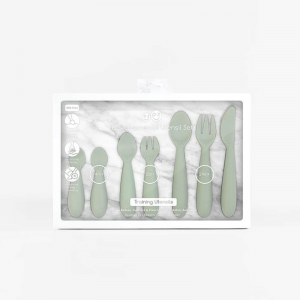 7 Piece Educational Spoon/Fork/Knife Set - Sage