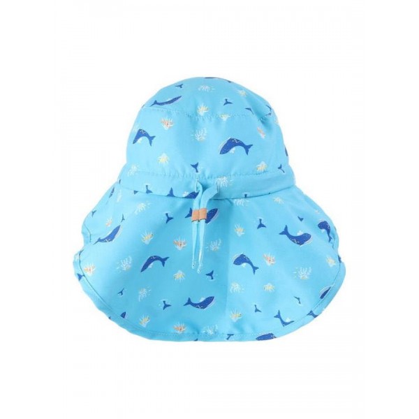 Flapjack Cape Sunhat UPF50  Blue Whale/Octopus - MEDIUM 2-4 yrs