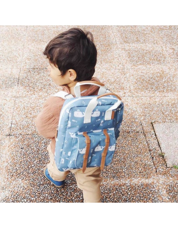 Fresk Whale Blue Fog Large School Bag Backpack Kindergarten in Blue color