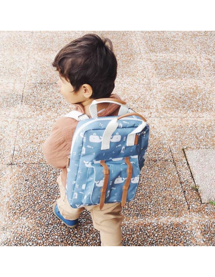 Fresk Whale Blue Fog Large School Bag Backpack Kindergarten in Blue color