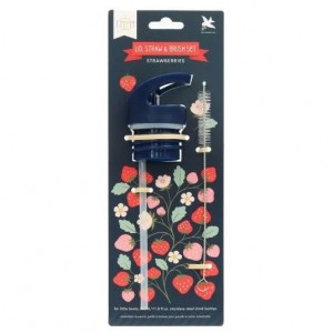 A Little Lovely Company Lid Straw Brush Set Srawberries