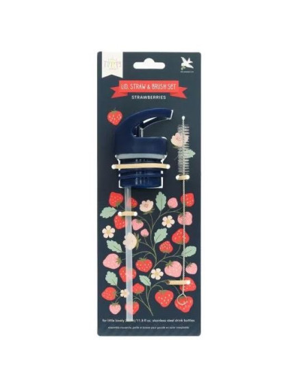 A Little Lovely Company Lid Straw Brush Set Srawberries
