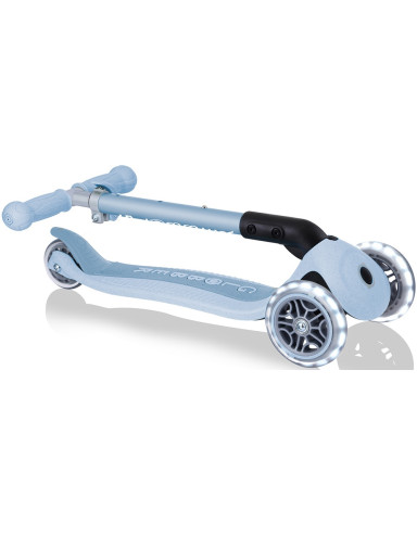 Globber Kids Scooter Foldable Foldable Lights Ecologic 3-Wheel for 2+ Years Light Blue