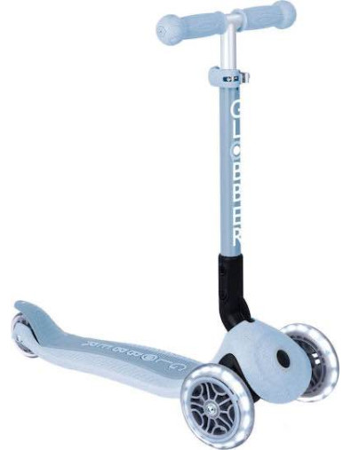 Globber Kids Scooter Foldable Foldable Lights Ecologic 3-Wheel for 2+ Years Light Blue