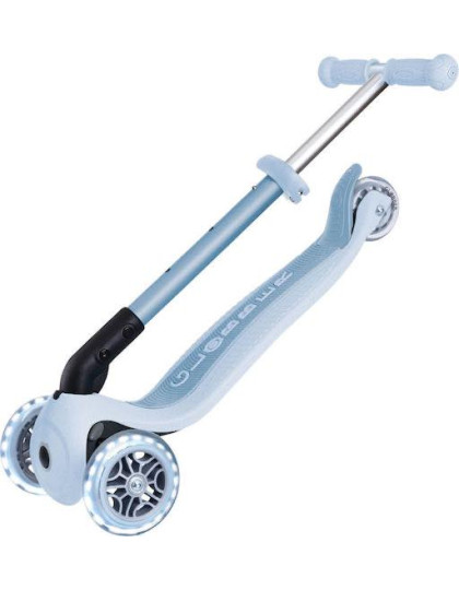 Globber Kids Scooter Foldable Foldable Lights Ecologic 3-Wheel for 2+ Years Light Blue