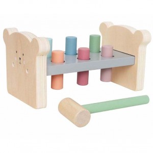 Jabadabado: Wooden bench with Teddy rollers and hammer