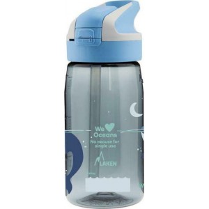 Laken Kids Water Bottle Plastic with Straw Silver 450ml