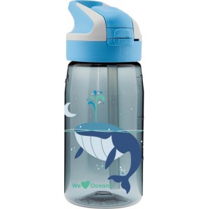 Laken Kids Water Bottle Plastic with Straw Silver 450ml
