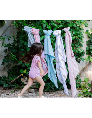 Organic cotton muslin 120 x 120 cm - light blue